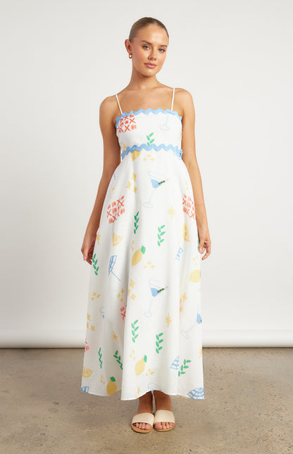 Holly RIC RAC Maxi Dress - Martini White