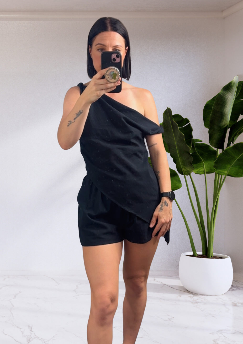 Morgan Top & Shorts Set Black