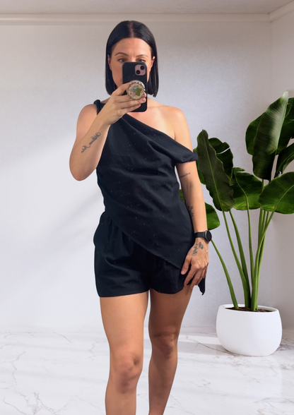 Morgan Top & Shorts Set Black