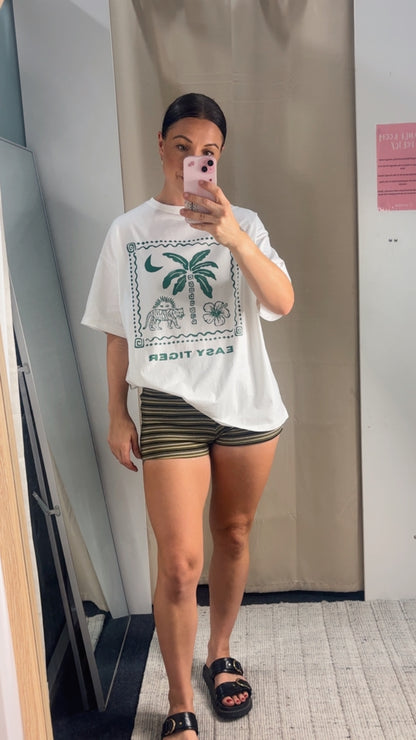 Erin Oversized Tee Shirt & Shorties set - Green Tiger