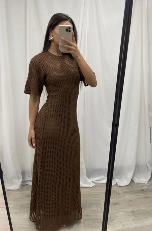 Kia Knit Maxi Dress - Chocolate Brown