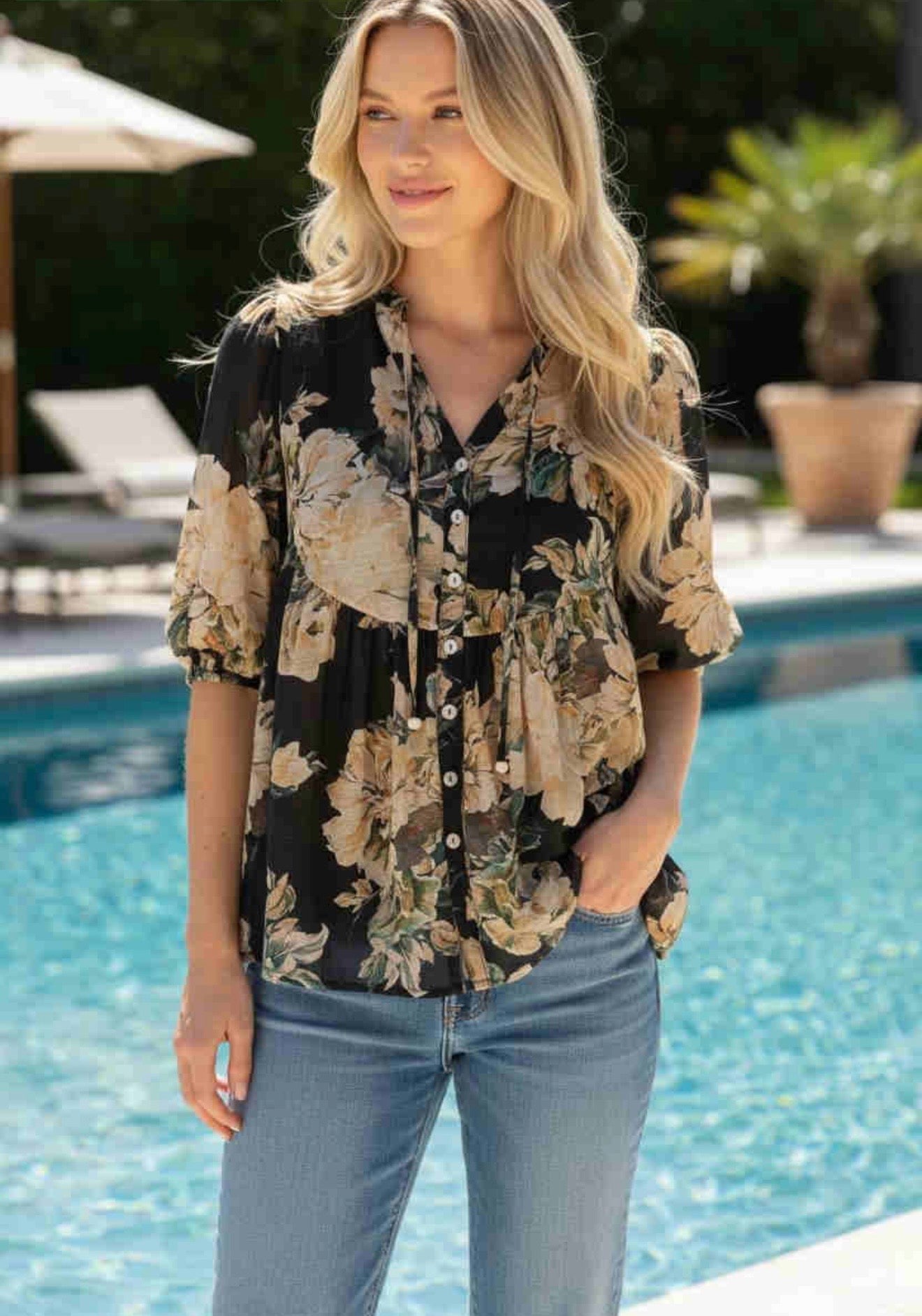 Pip Shirt - Black Floral