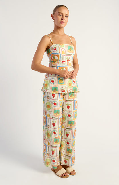 Tutti Frutti Printed Tie Back Top And Pants Set - Multi