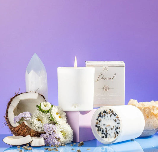 Danial | Crystal Infused Candle of Protection | Coconut & Lime THREE SUNS