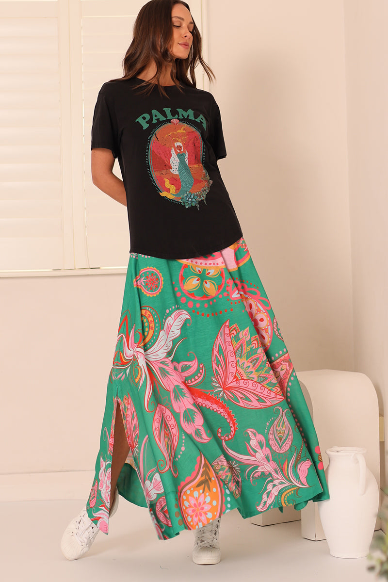 Addison Short Sleeve Tee T-Shirt - Black Palma Mermaid