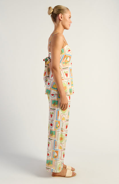 Tutti Frutti Printed Tie Back Top And Pants Set - Multi