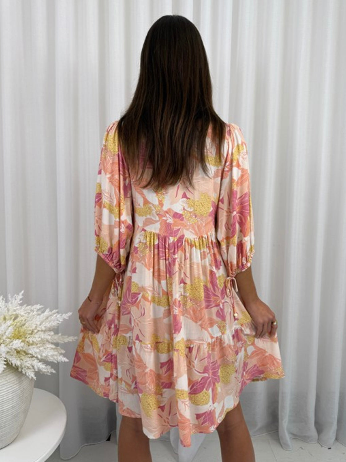 Poppy Button Up Mini Dress - Pink Floral