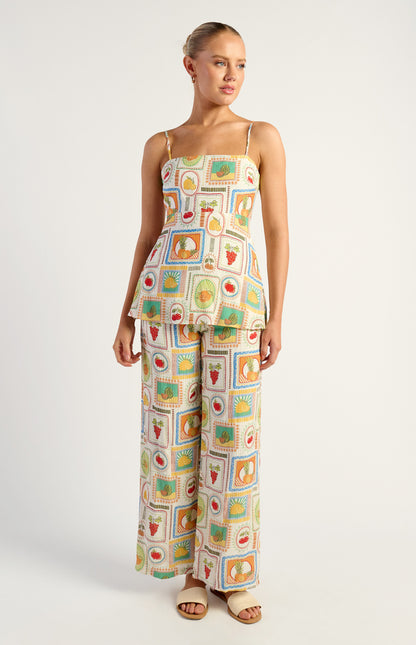 Tutti Frutti Printed Tie Back Top And Pants Set - Multi