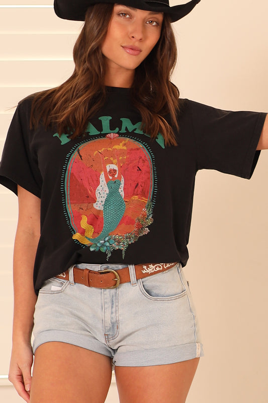 Addison Short Sleeve Tee T-Shirt - Black Palma Mermaid