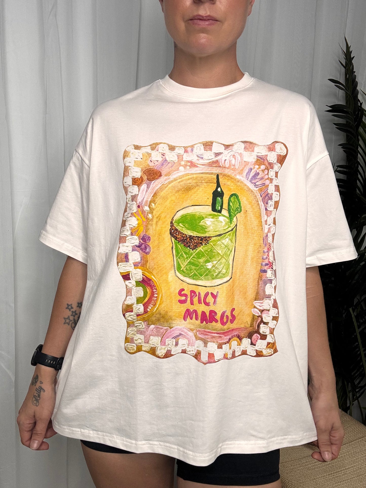 Mya Oversized Tee - White Spicy Margs