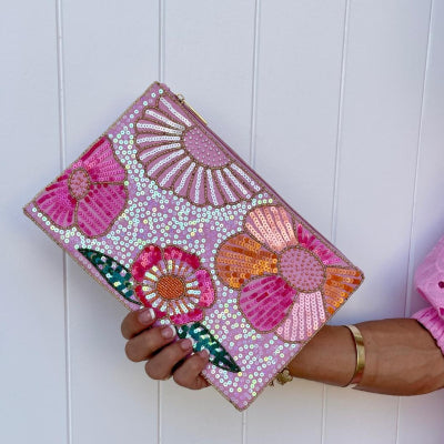Beaded Zip Clutch | Anna Nova