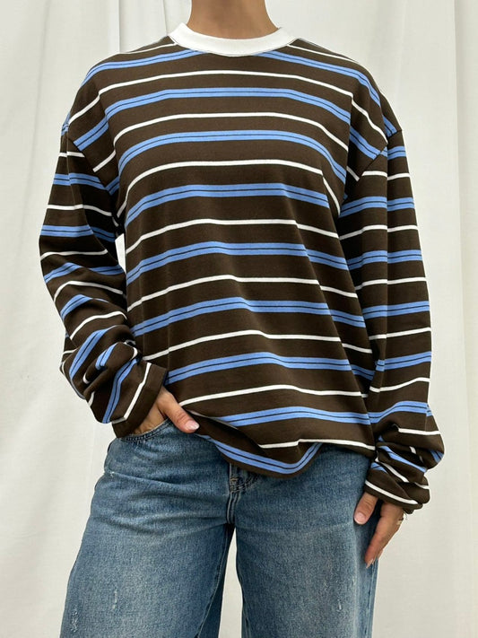 Kerry Long Sleeve Top - Blue Stripe