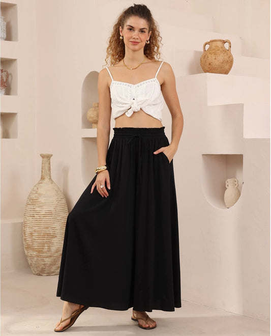 Kiara Wide Leg Pant - Black