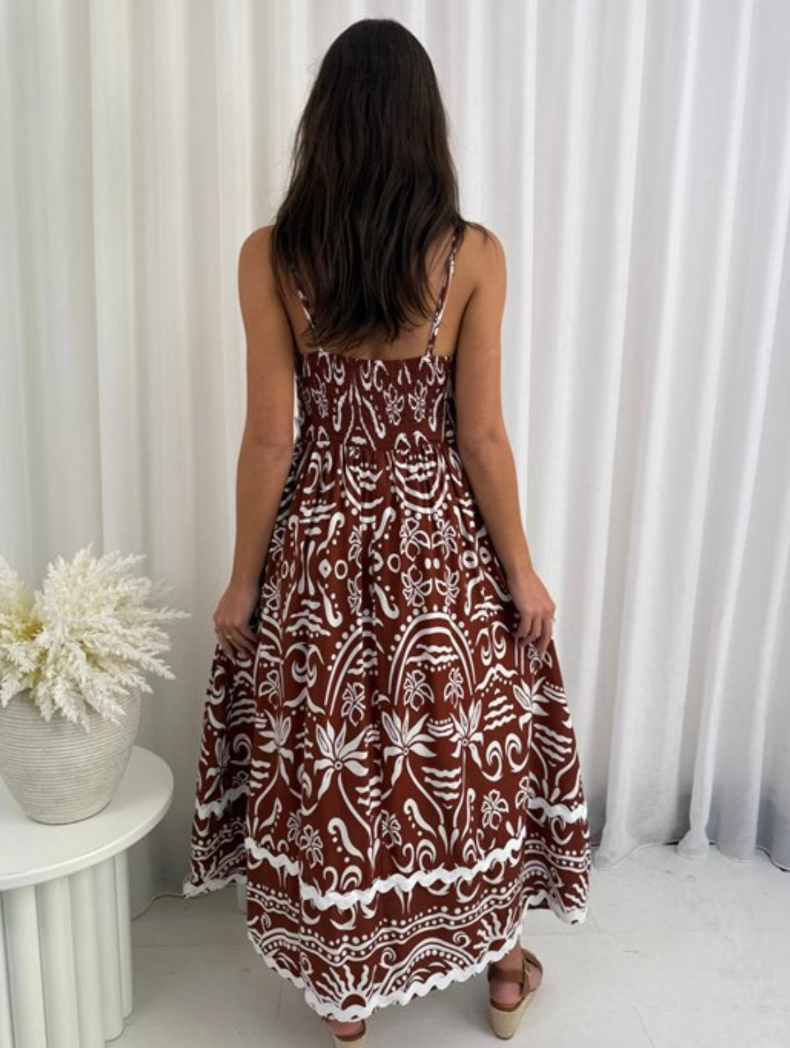 Eden Sleeveless RIC RAC Maxi Dress - Chocolate