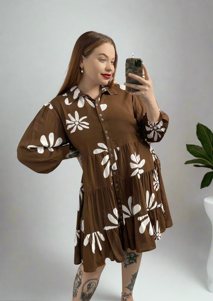 Lucy By Joop & Gypsy Mini Dress - Brown Daisy