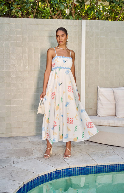 Holly RIC RAC Maxi Dress - Martini White