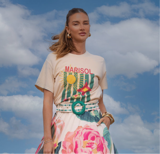 Graphic Slogan Tee Shirt - Marisol Cream