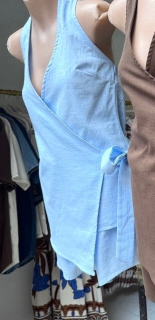 Kylie Wrap Matching Top & Shorts Set - Blue | By Frankie