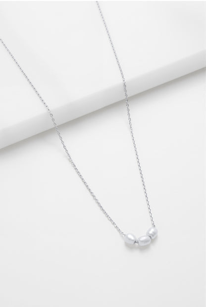 Mini Pearl Necklace - Silver