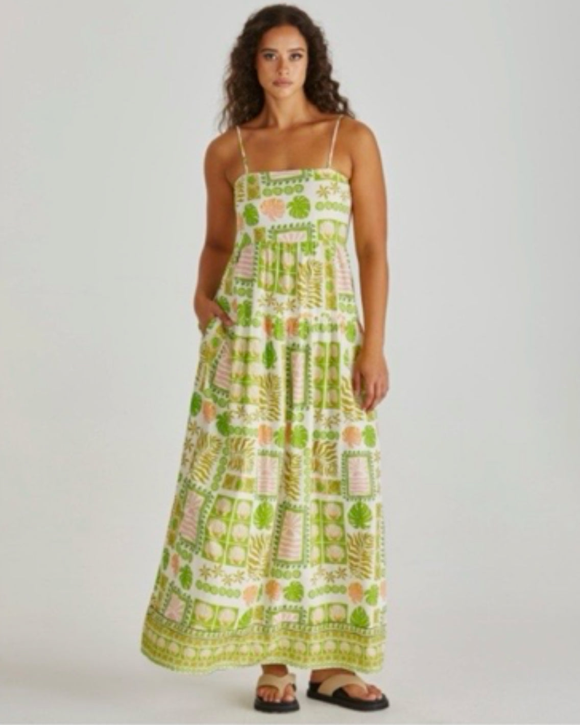 Emmett Sleeveless Maxi Dress - Green Shell