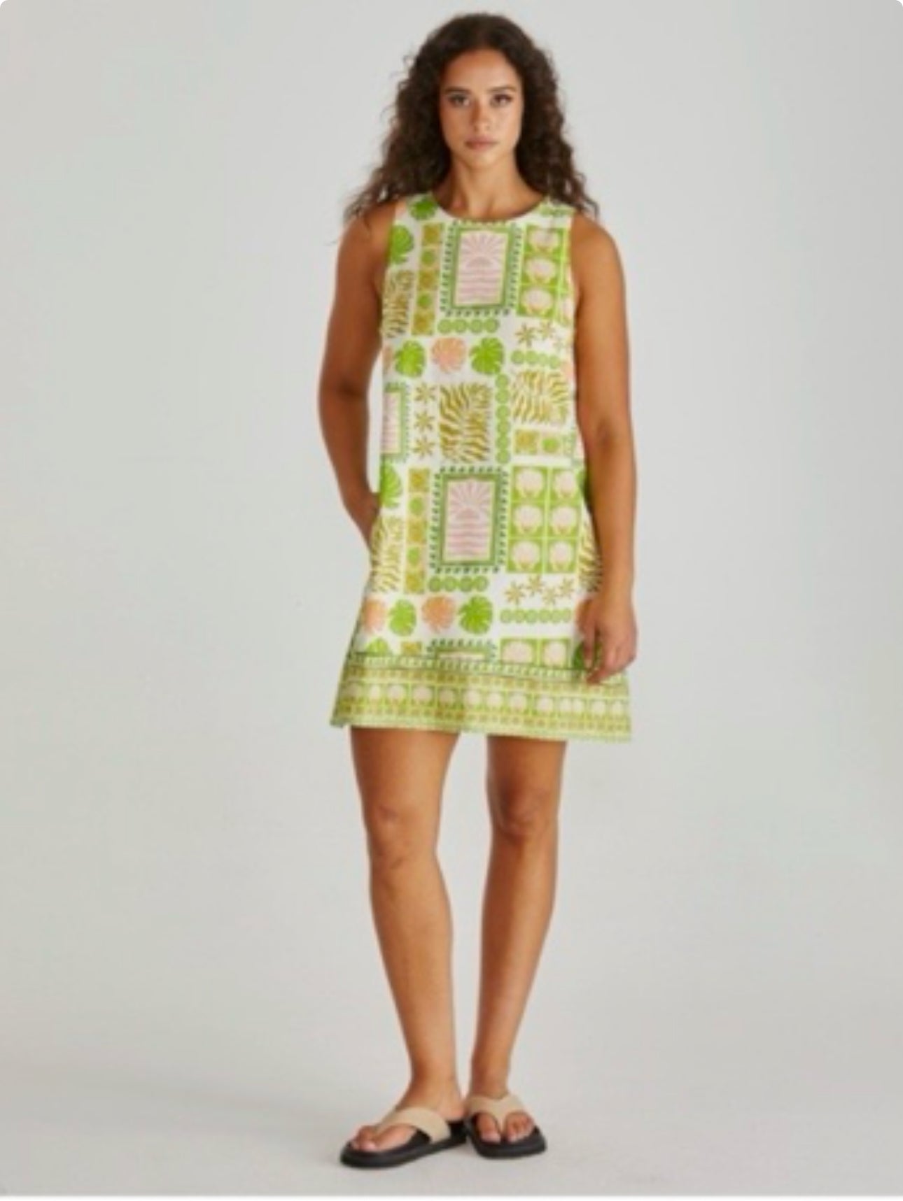 Emmett Tie Back Shift Dress - Green Shell