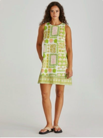 Emmett Tie Back Shift Dress - Green Shell