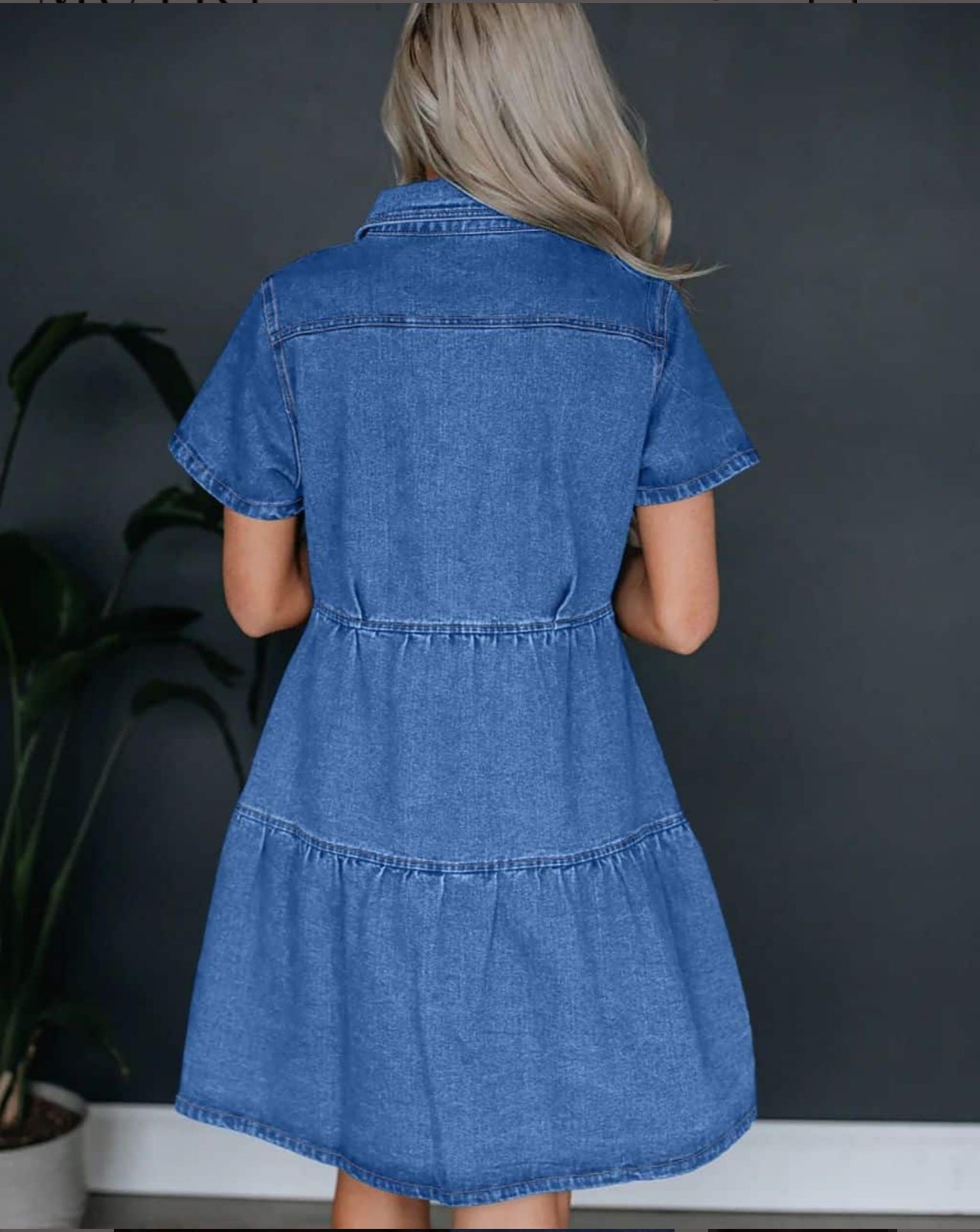 Bailey Puff Sleeves Button Up Denim Mini Dress - Blue