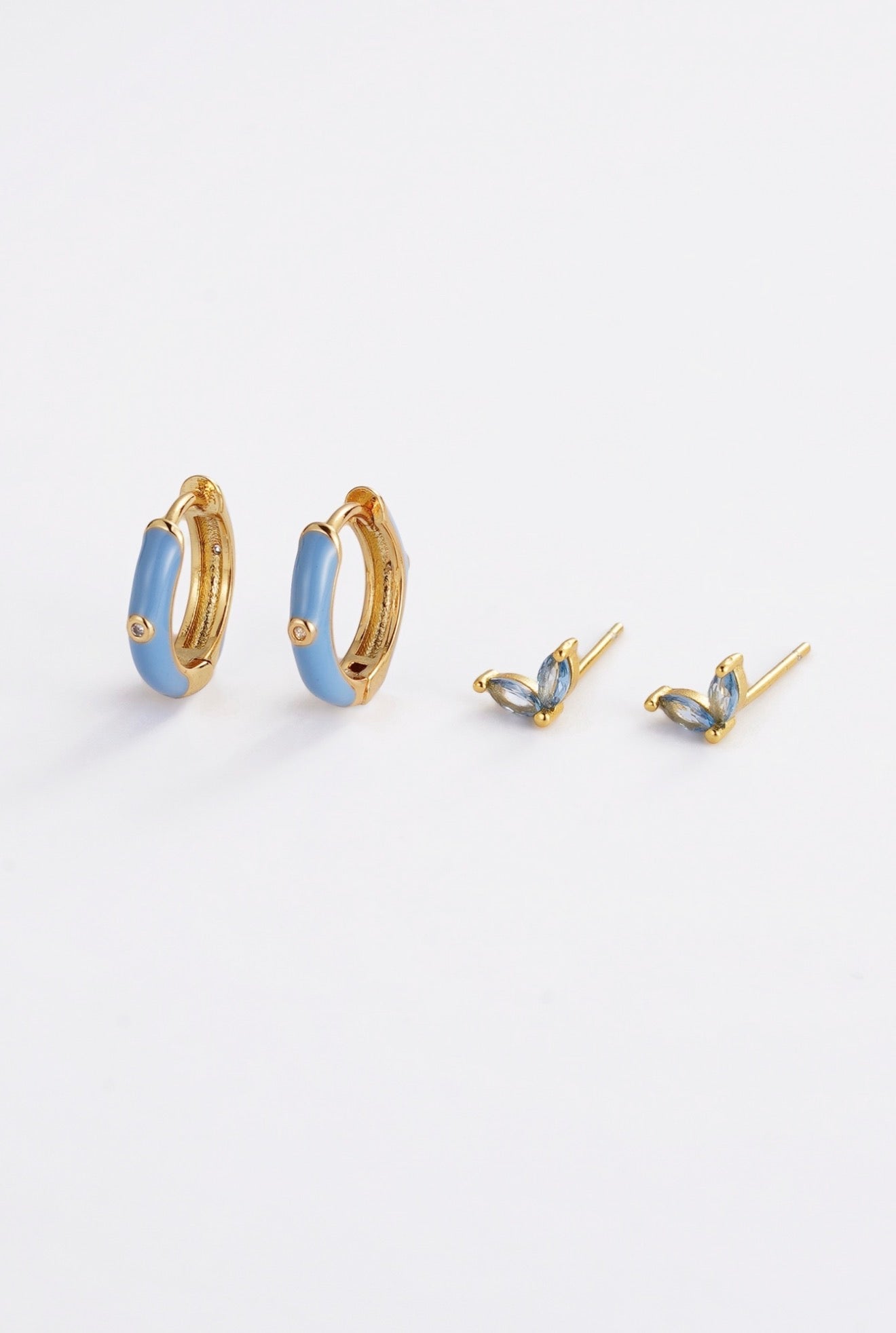 Brighton Blue Huggie Stud Earring Set - Gold