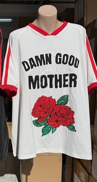 Jersey Oversized Tee Shirt - Damn Good Mother White | By Frankie