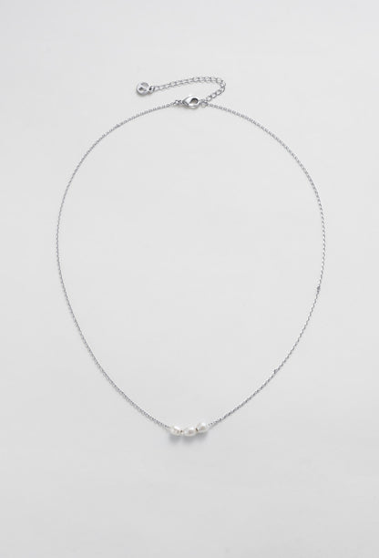 Mini Pearl Necklace - Silver