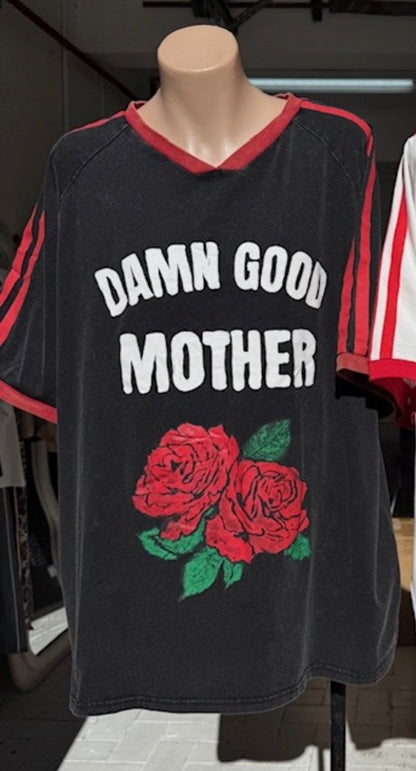 Jersey Oversized Tee Shirt - Damn Good Mother Black | By Frankie