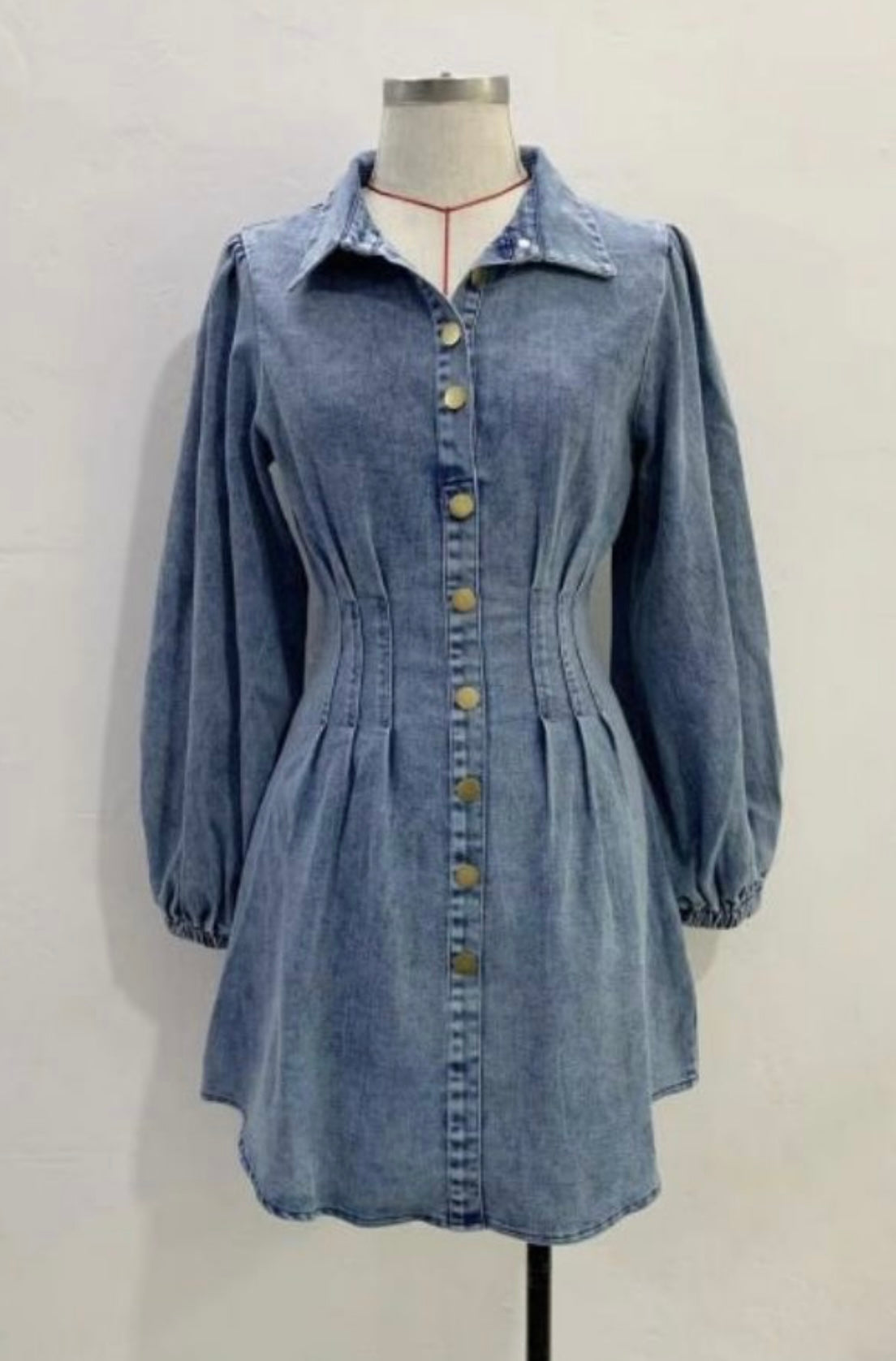 Jayda Long Sleeve Denim Mini Dress - Blue