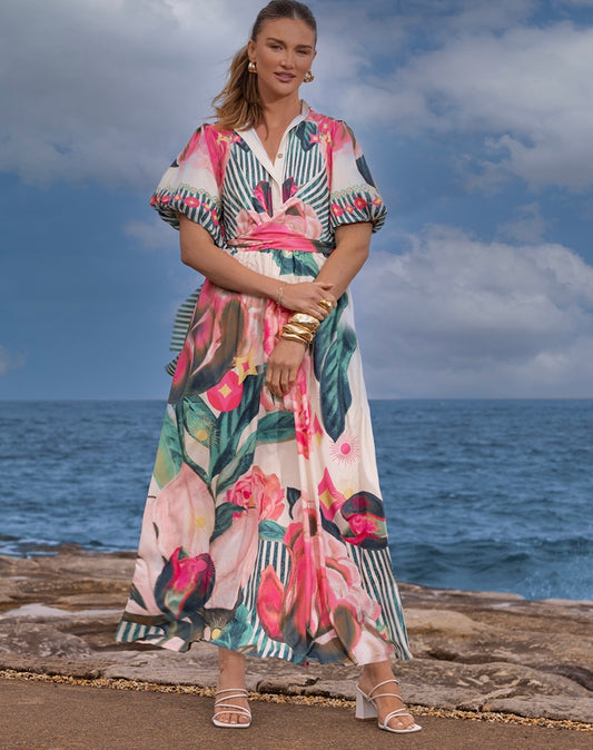 Wrap Twist Maxi Dress - Marisol Pink