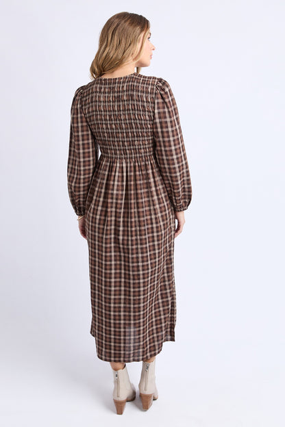 Coco Check Maxi Dress - Chocolate Brown