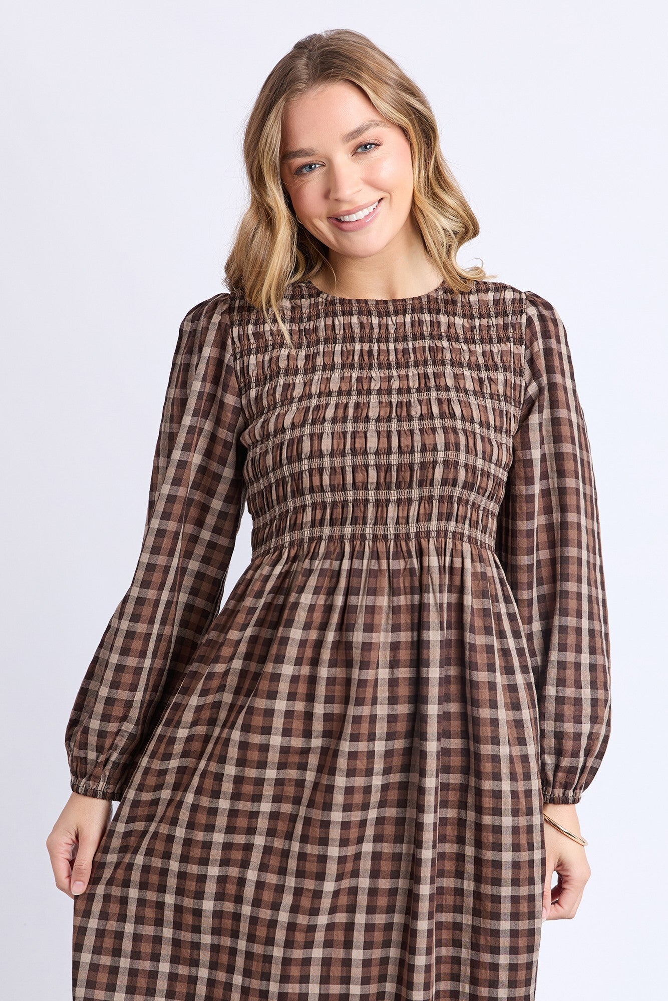 Coco Check Maxi Dress - Chocolate Brown