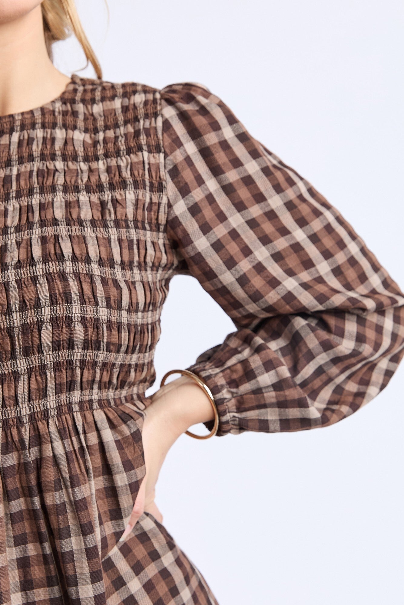 Coco Check Maxi Dress - Chocolate Brown