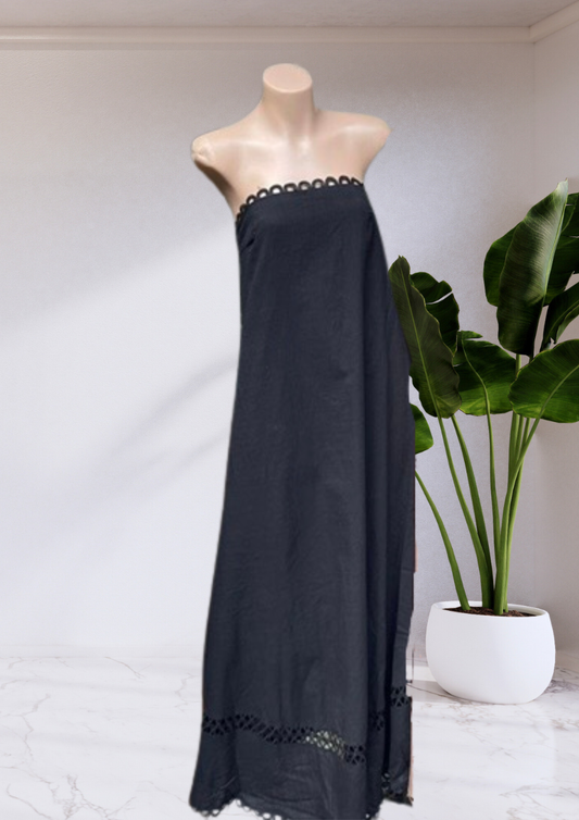 Georgie Strapless Tube Lace Ladder Maxi Dress - Black | By Frankie