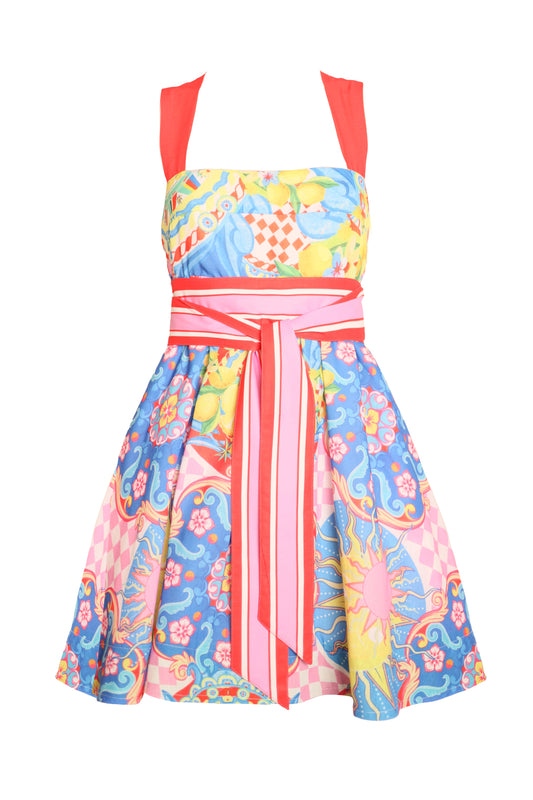 Summer Waist Tie Mini Dress - Sicily