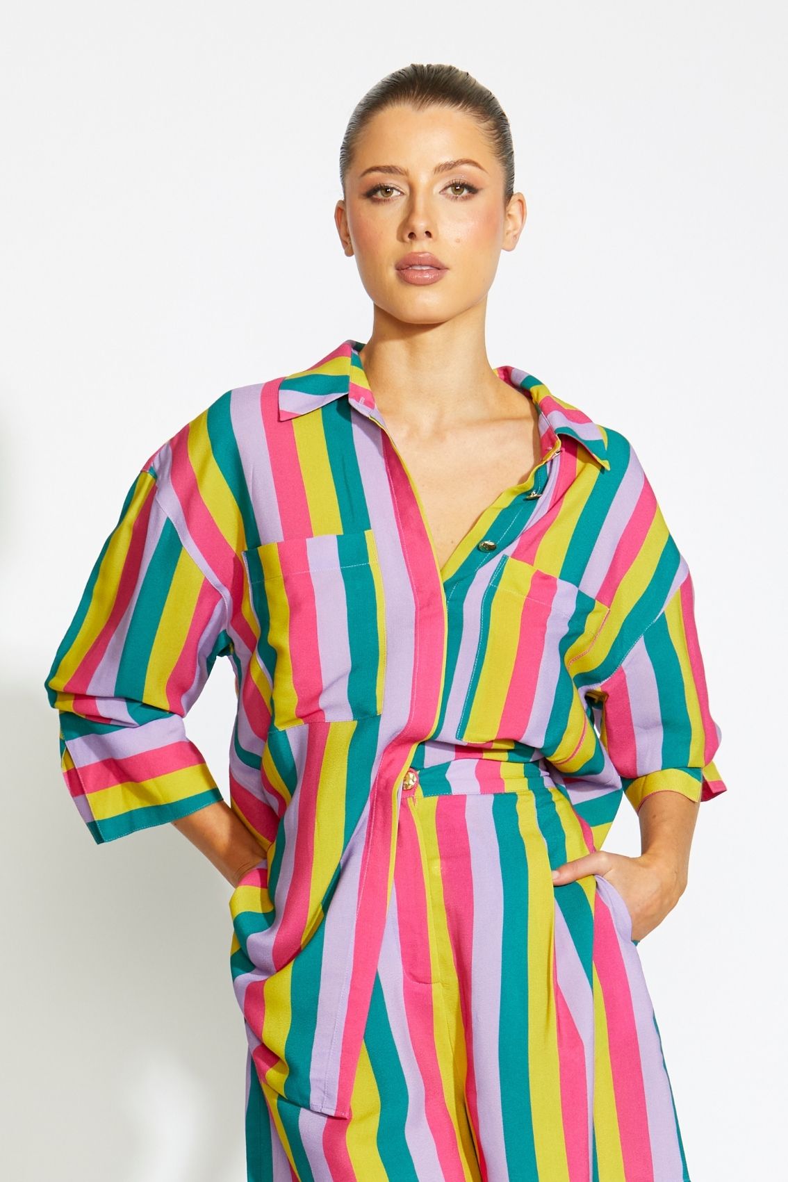 Realm Long Sleeve Button Up Shirt - Stripe