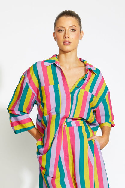 Realm Long Sleeve Button Up Shirt - Stripe