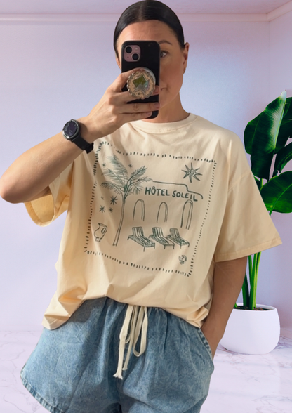 Mya Oversized Tee T-Shirt - Hotel Soleil Beige | By Frankie