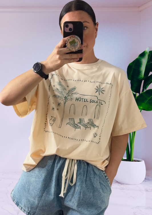 Mya Oversized Tee T-Shirt - Hotel Soleil Beige | By Frankie