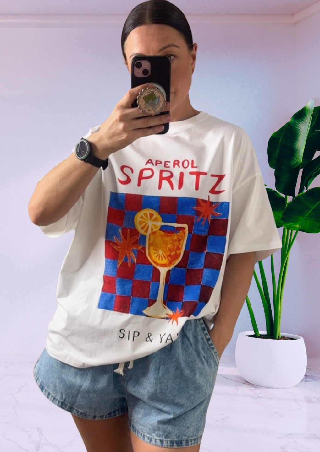 Mya Oversized Tee T-Shirt - Aperol Spritz White | By Frankie