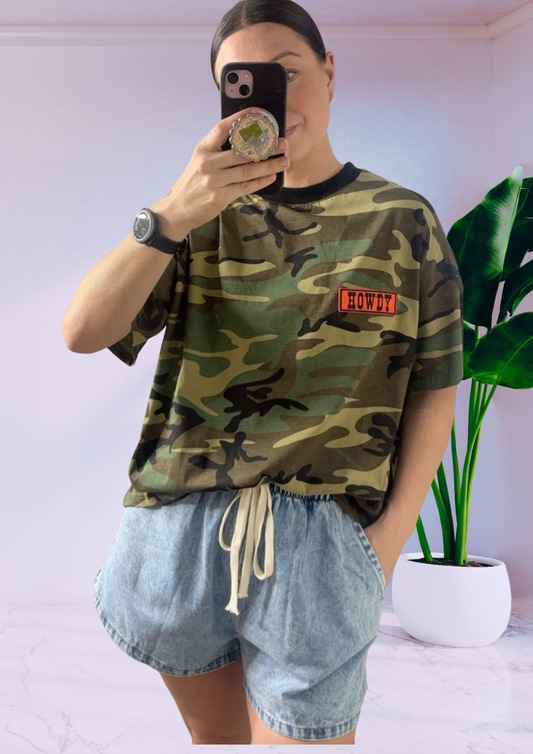 Mya Oversized Tee T-Shirt - Howdy Camo Green | By Frankie