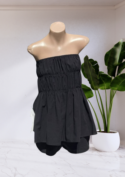 Bella Strapless Tube Top & Matching Pants Set - Black | By Frankie