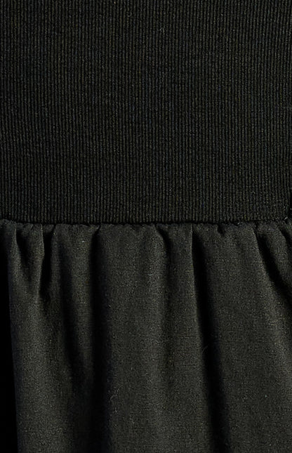 Phoenix Contrast Fabric Dress With Stretch Jersey Bodice & Cotton Blend Skirt - Black