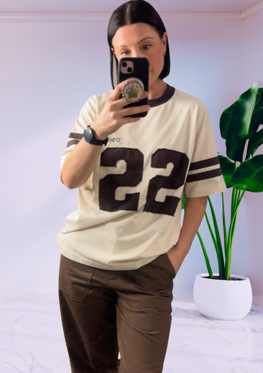 Twenty Two 22 Motion Tee – Cream & Espresso | SSAINT