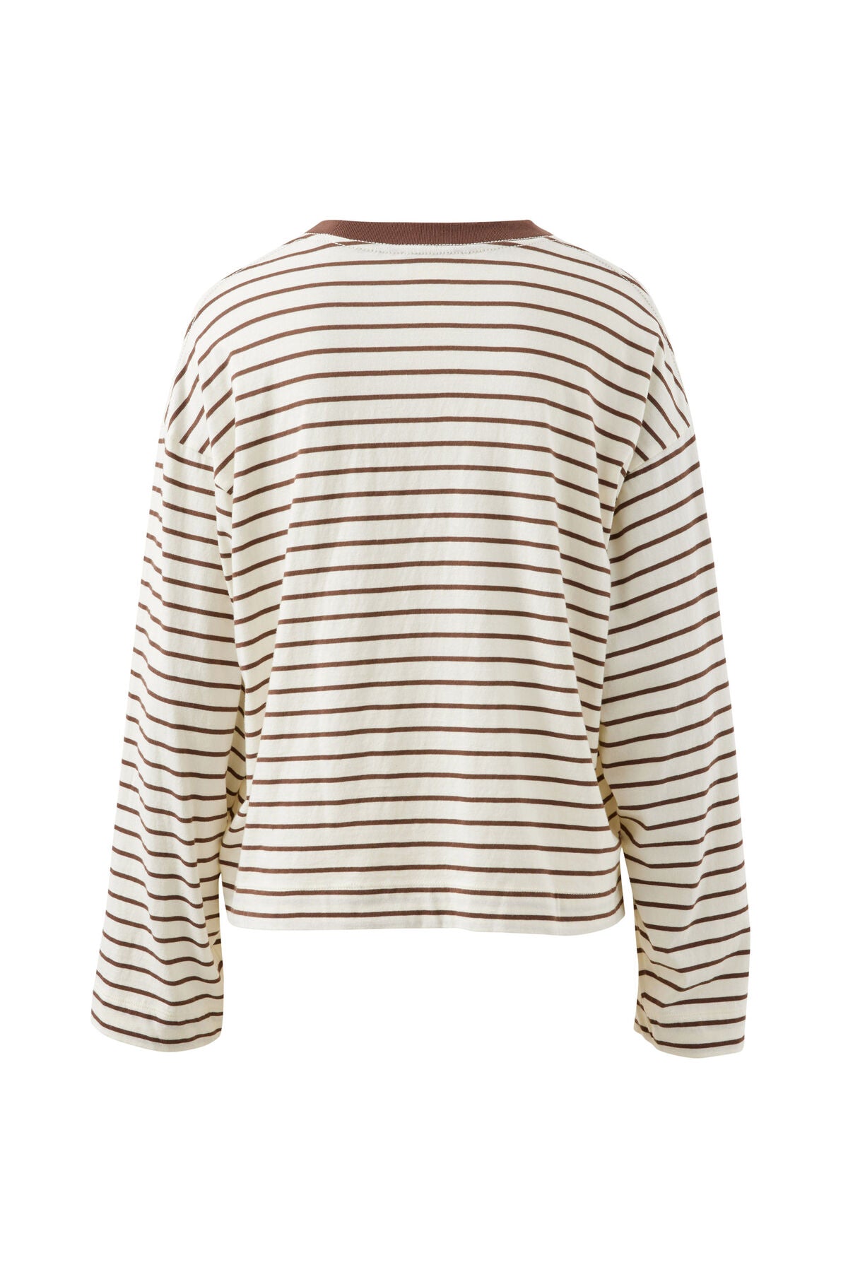 Beau Long Sleeve Slouchy Tee Shirt - Milk Brown Stripe | Ceres Life