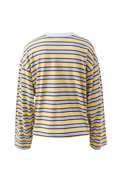 Beau Long Sleeve Slouchy Tee Shirt - Butter Brunette Stripe | Ceres Life