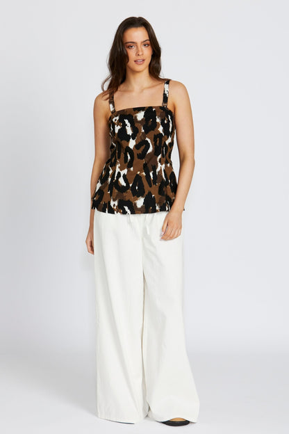 Ella Detachable Straps Strapless Top Shirt - Animal Print